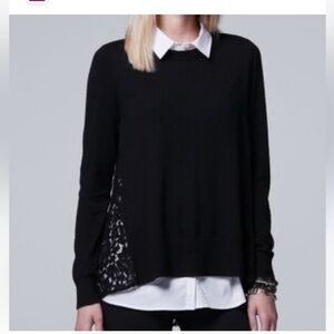 Simply Vera Vera Wang Sweater with Lace Overlay